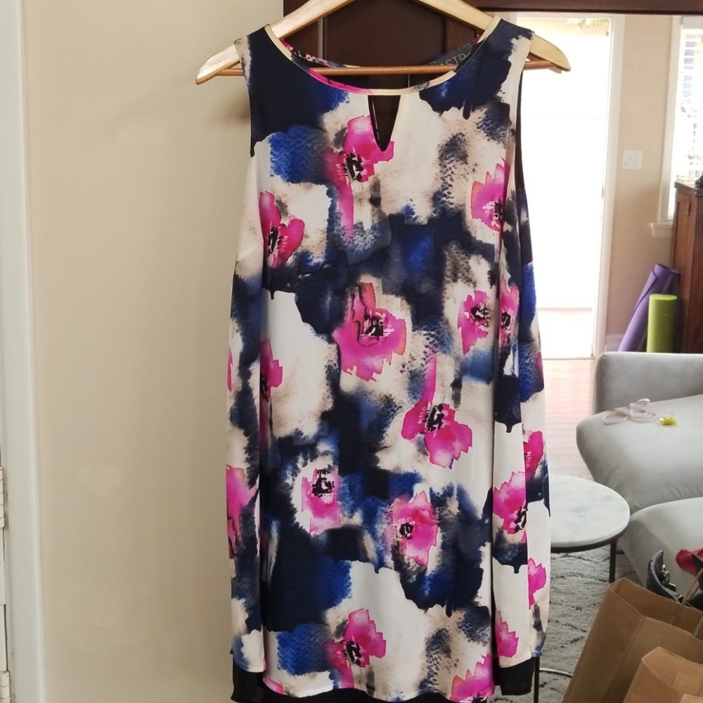 ASTR Watercolor flower sleeveless shift dress